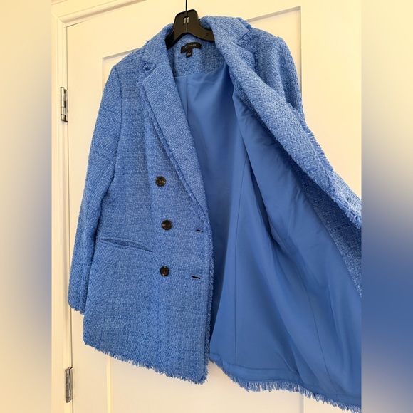NWOT Ann Taylor Fringe Tweed Double Breasted Blazer - Picture 2 of 7